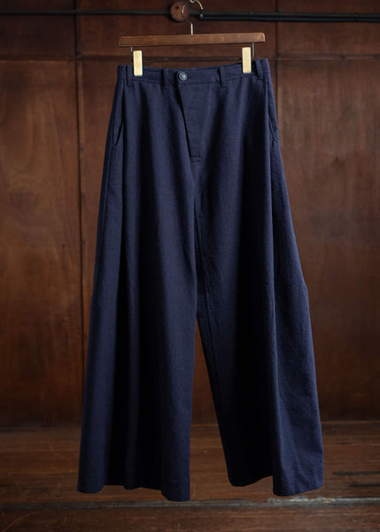 JAN-JAN VAN ESSCHE TROUSERS#83 Oversized Dress Pants Cotton Wool Wash Twill Midnight