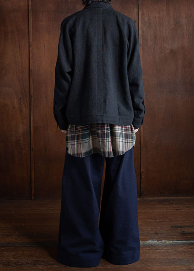 JAN-JAN VAN ESSCHE TROUSERS#83 Oversized Dress Pants Cotton Wool Wash Twill Midnight