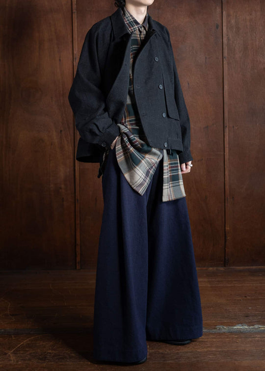 JAN-JAN VAN ESSCHE TROUSERS#83 Oversized Dress Pants Cotton Wool Wash Twill Midnight