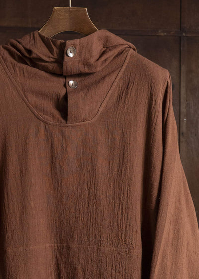 Gathering Textiles Fisherman Hoodie Handloom Kala Cotton Gujrat Naturally Dyed FIH02-KC-BR