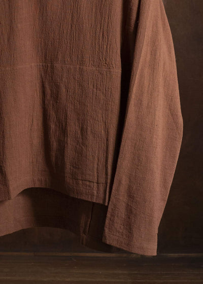 Gathering Textiles Fisherman Hoodie Handloom Kala Cotton Gujrat Naturally Dyed FIH02-KC-BR