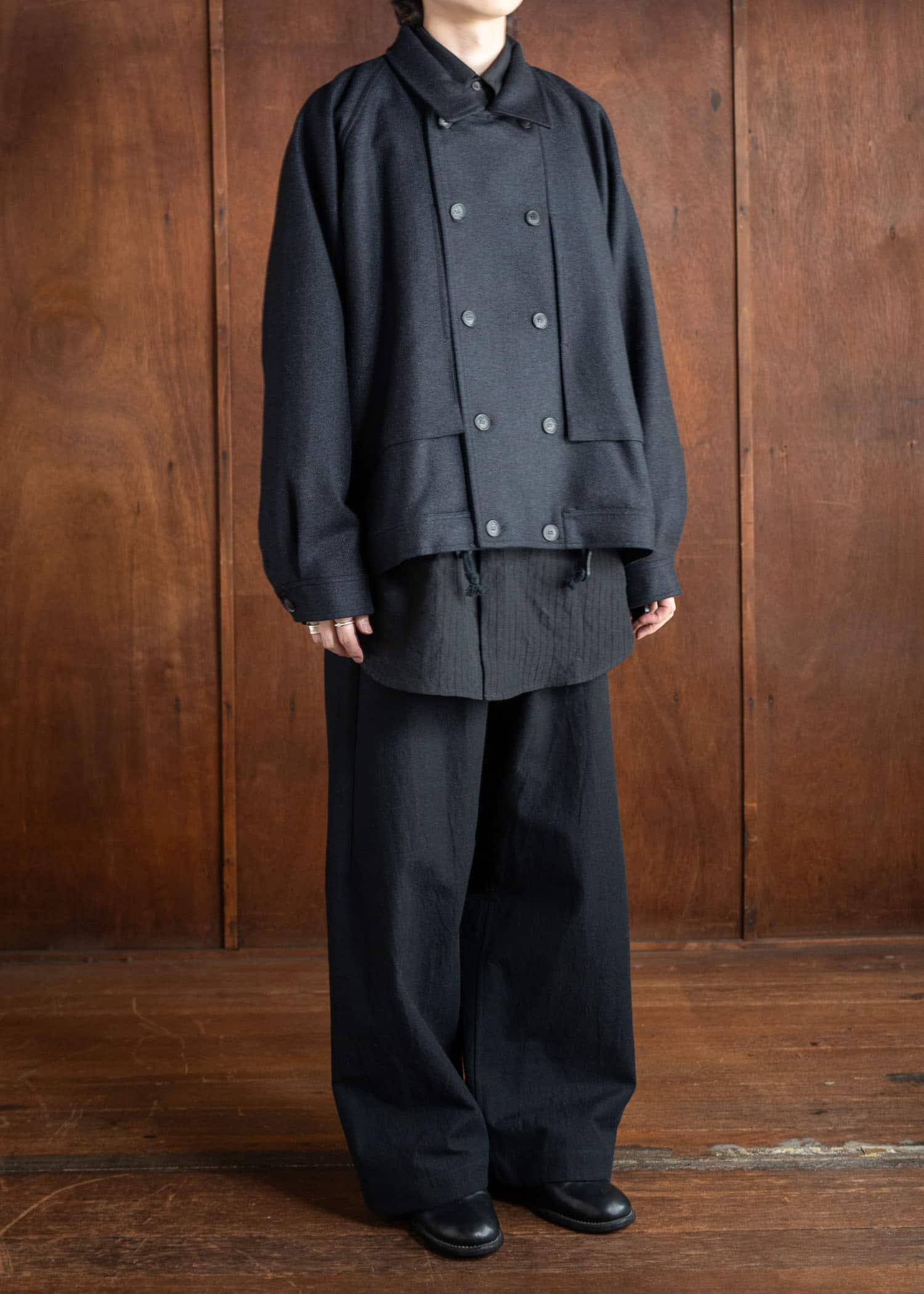 JAN-JAN VAN ESSCHE TROUSERS#78 Oversized 6 Pocket Denim  """"Alpaca Wool Cotton Twill Black""""