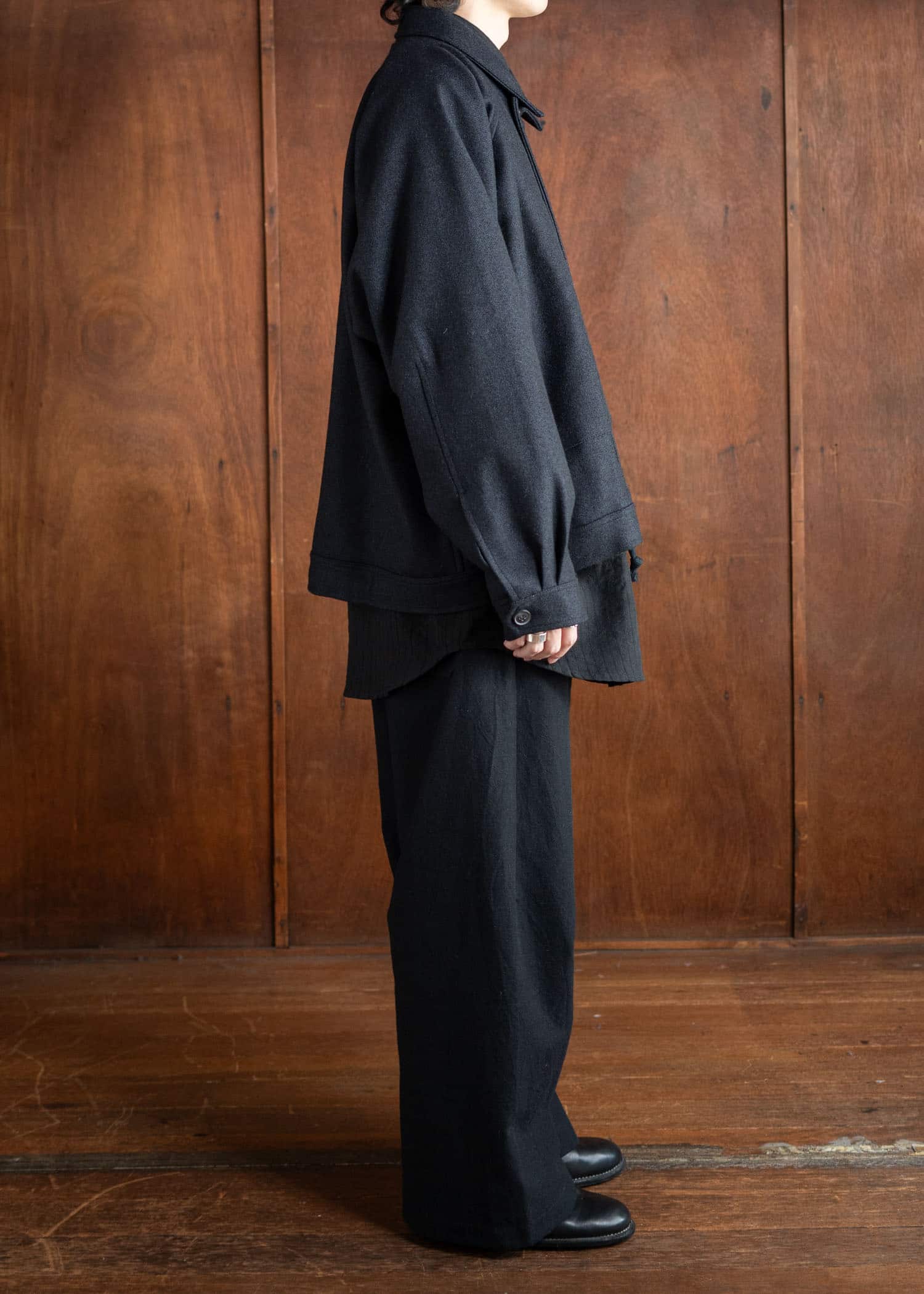 JAN-JAN VAN ESSCHE TROUSERS#78 Oversized 6 Pocket Denim  """"Alpaca Wool Cotton Twill Black""""