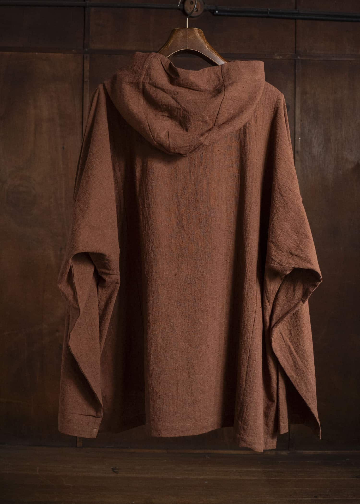 Gathering Textiles Fisherman Hoodie Handloom Kala Cotton Gujrat Naturally Dyed FIH02-KC-BR