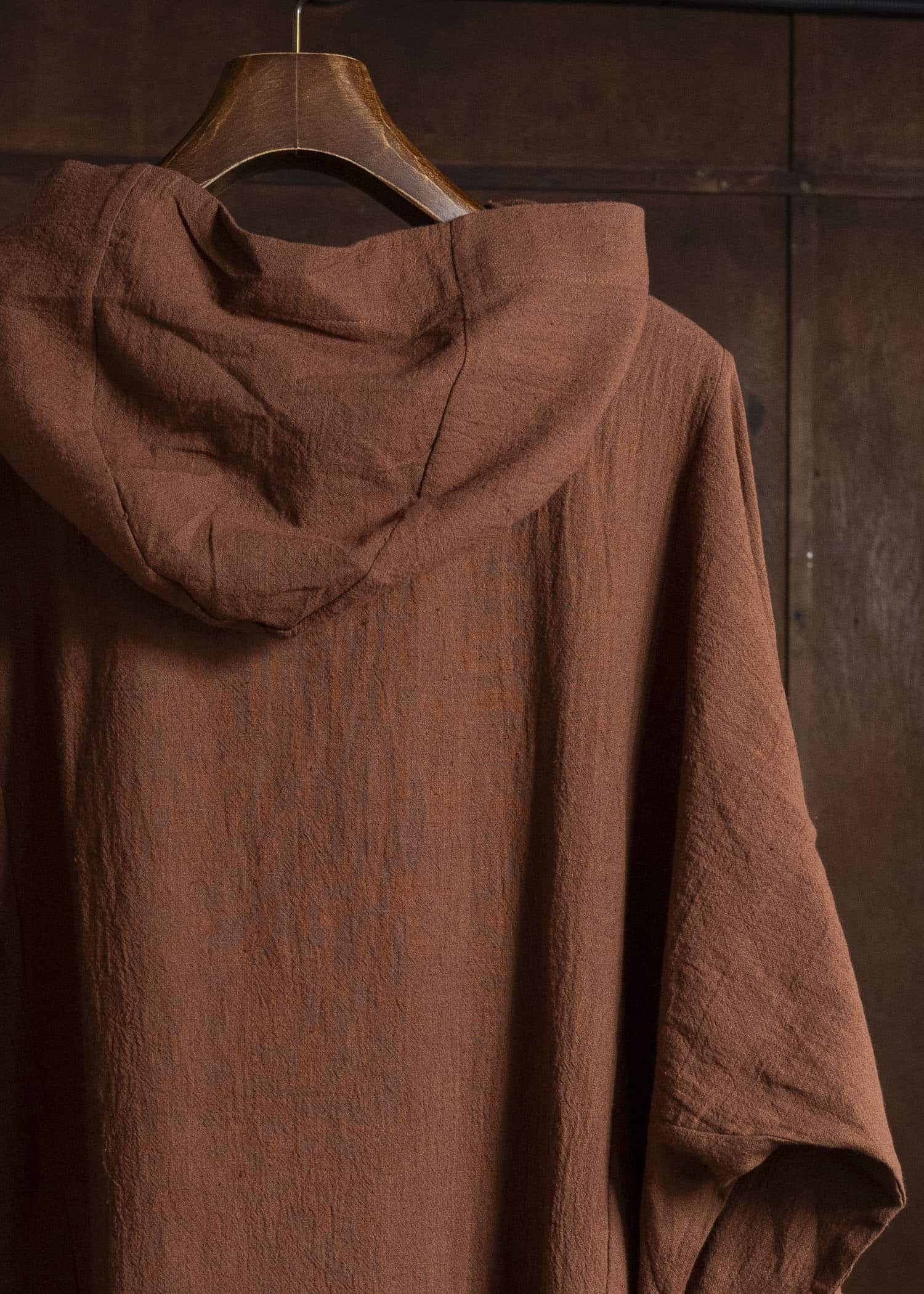 Gathering Textiles Fisherman Hoodie Handloom Kala Cotton Gujrat Naturally Dyed FIH02-KC-BR