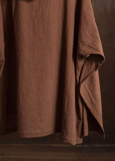 Gathering Textiles Fisherman Hoodie Handloom Kala Cotton Gujrat Naturally Dyed FIH02-KC-BR
