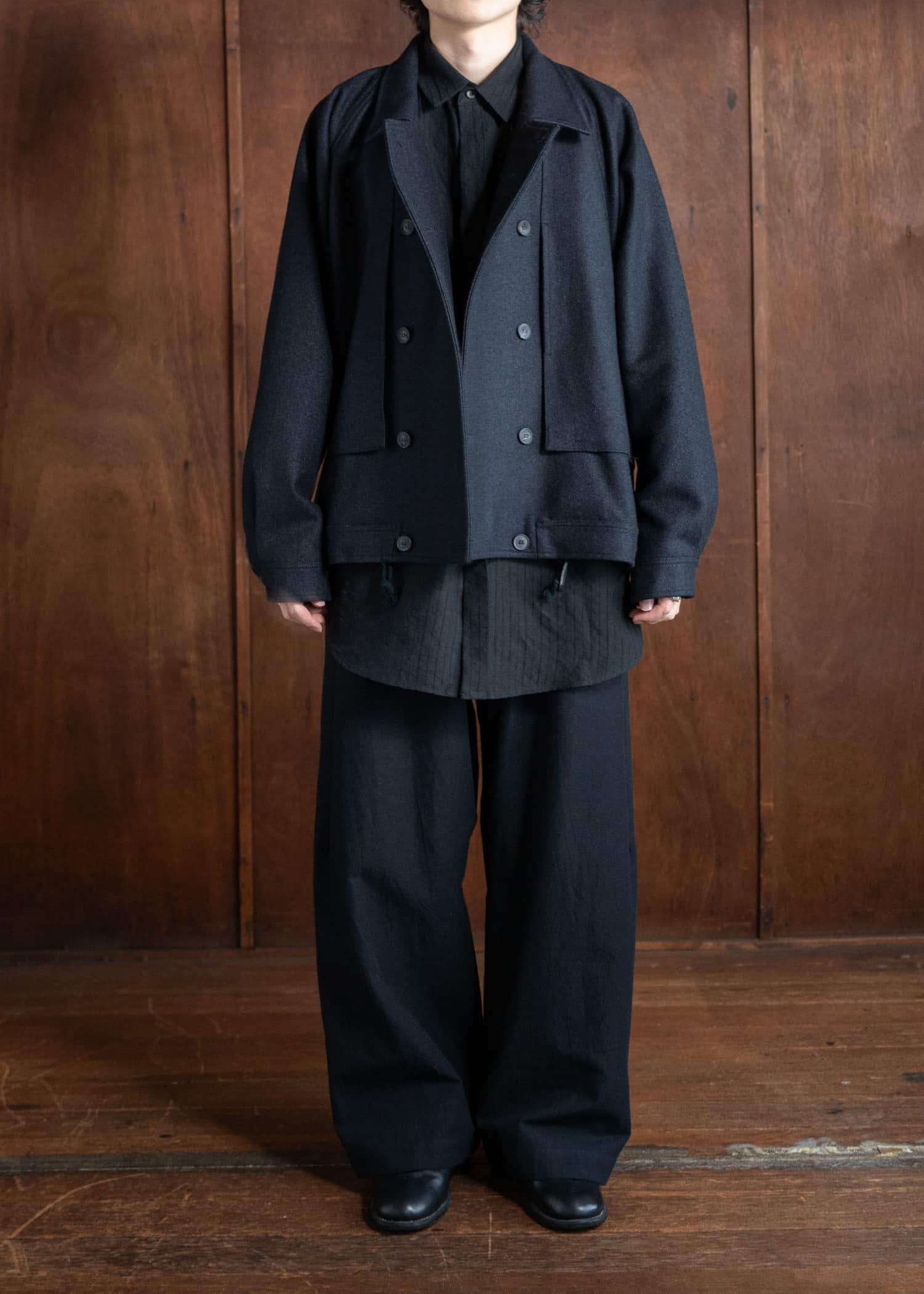 JAN-JAN VAN ESSCHE TROUSERS#78 Oversized 6 Pocket Denim  """"Alpaca Wool Cotton Twill Black""""