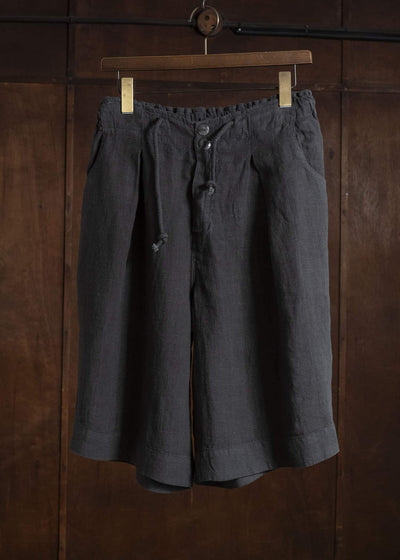 Gathering Textiles Farmer Shorts Organic Power Loom Linen FSH01-LI-BK