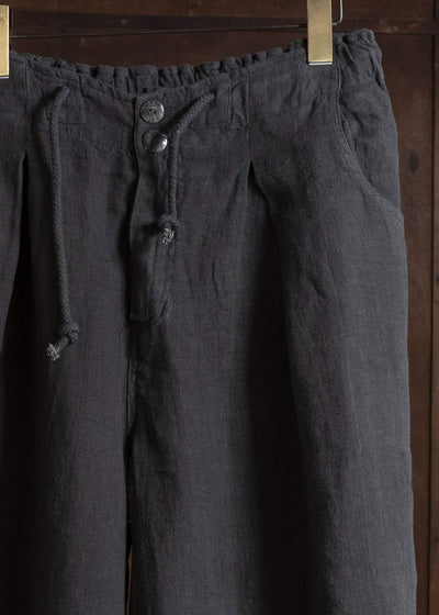 Gathering Textiles Farmer Shorts Organic Power Loom Linen FSH01-LI-BK