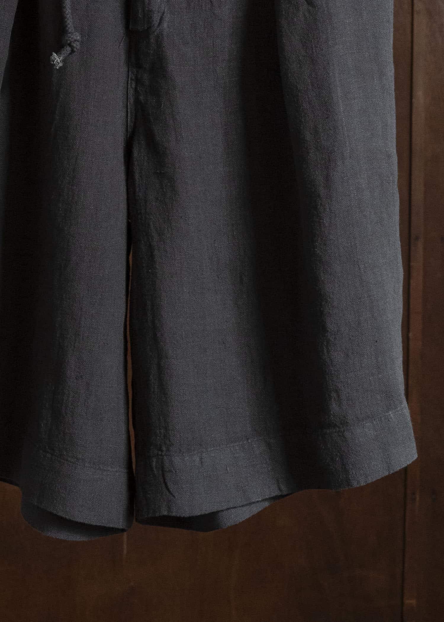 Gathering Textiles Farmer Shorts Organic Power Loom Linen FSH01-LI-BK