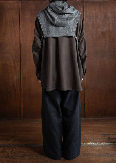 JAN-JAN VAN ESSCHE HOODPIEACE#1 Hooded Collar Piece Herringbone Yak Wool Black&White