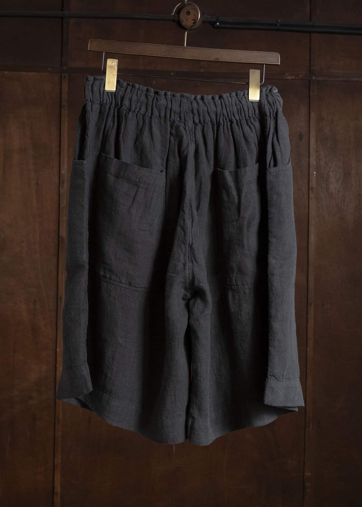 Gathering Textiles Farmer Shorts Organic Power Loom Linen FSH01-LI-BK