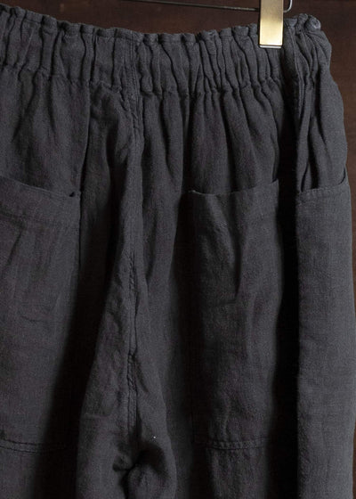 Gathering Textiles Farmer Shorts Organic Power Loom Linen FSH01-LI-BK