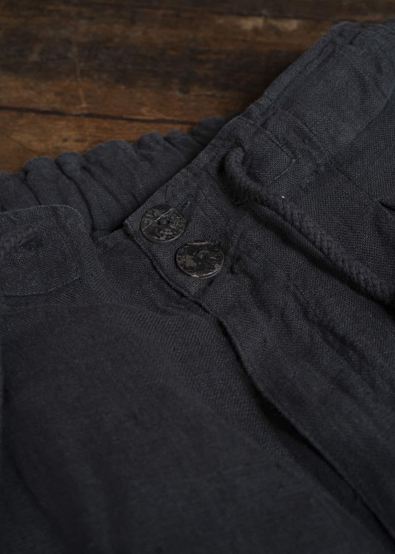 Gathering Textiles Farmer Shorts Organic Power Loom Linen FSH01-LI-BK