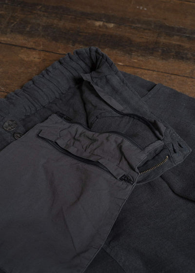 Gathering Textiles Farmer Shorts Organic Power Loom Linen FSH01-LI-BK