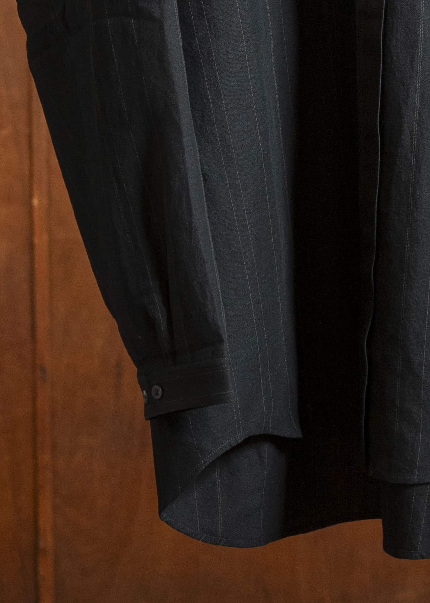 JAN-JAN VAN ESSCHE SHIRT#106-FINE STRIPE CLOTH BLACK Regular Long Sleeve Shirt Fine Stripe Cloth Black