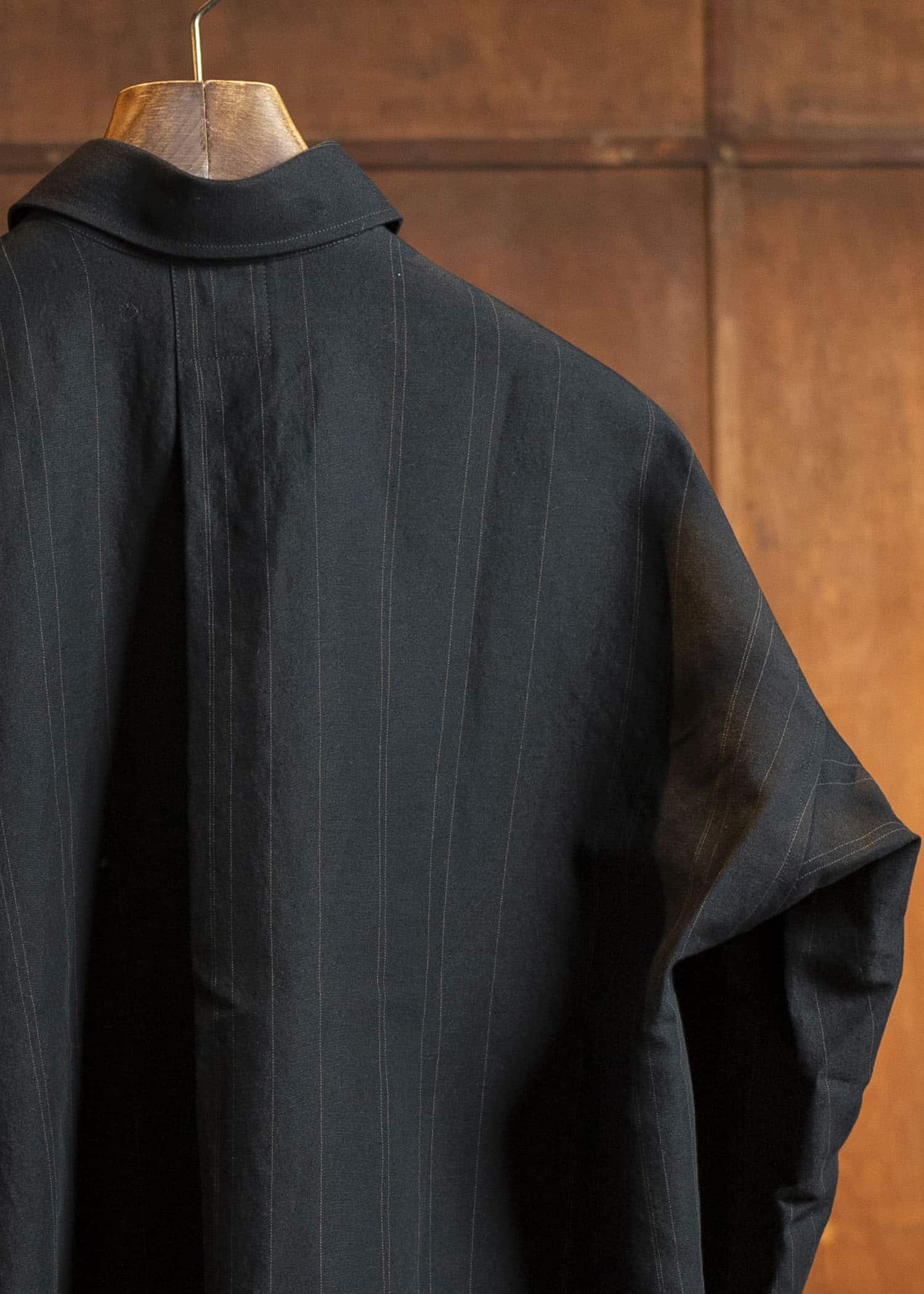 JAN-JAN VAN ESSCHE SHIRT#106-FINE STRIPE CLOTH BLACK Regular Long Sleeve Shirt Fine Stripe Cloth Black