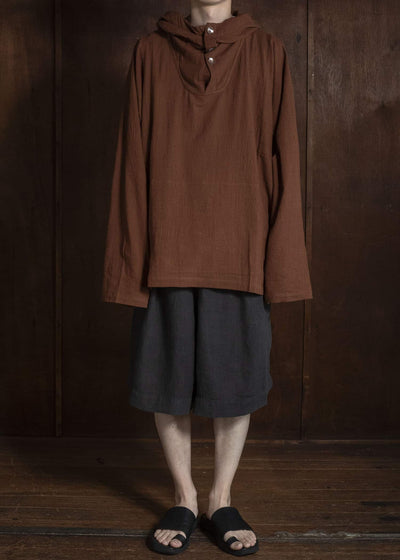 Gathering Textiles Farmer Shorts Organic Power Loom Linen FSH01-LI-BK