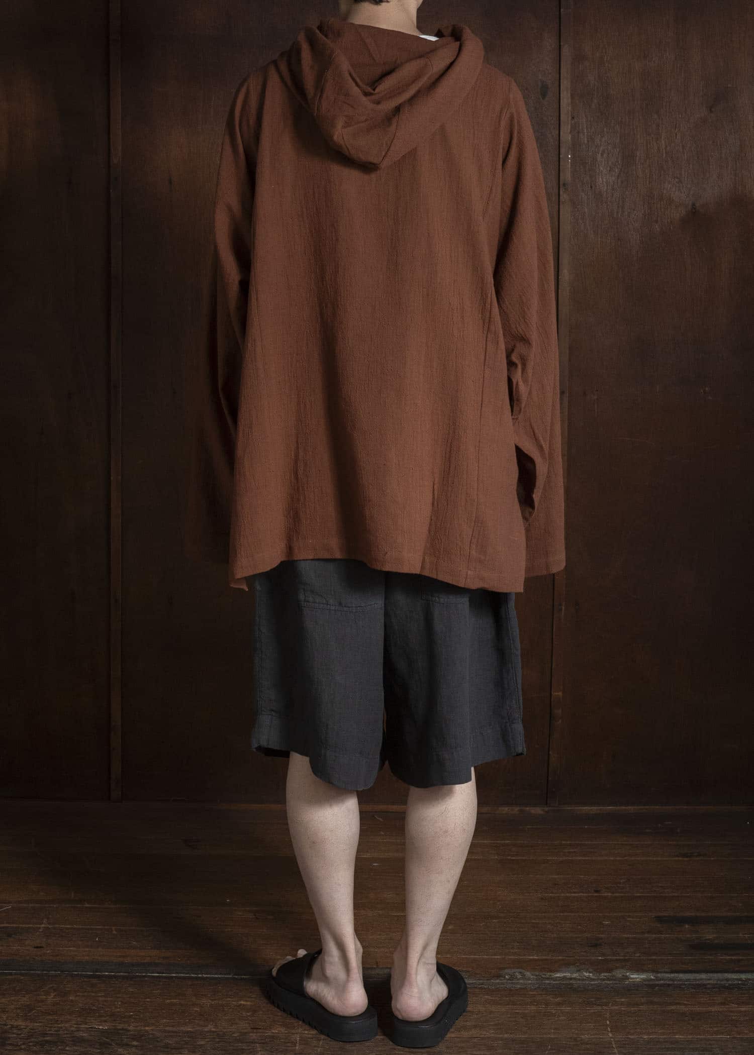 Gathering Textiles Farmer Shorts Organic Power Loom Linen FSH01-LI-BK