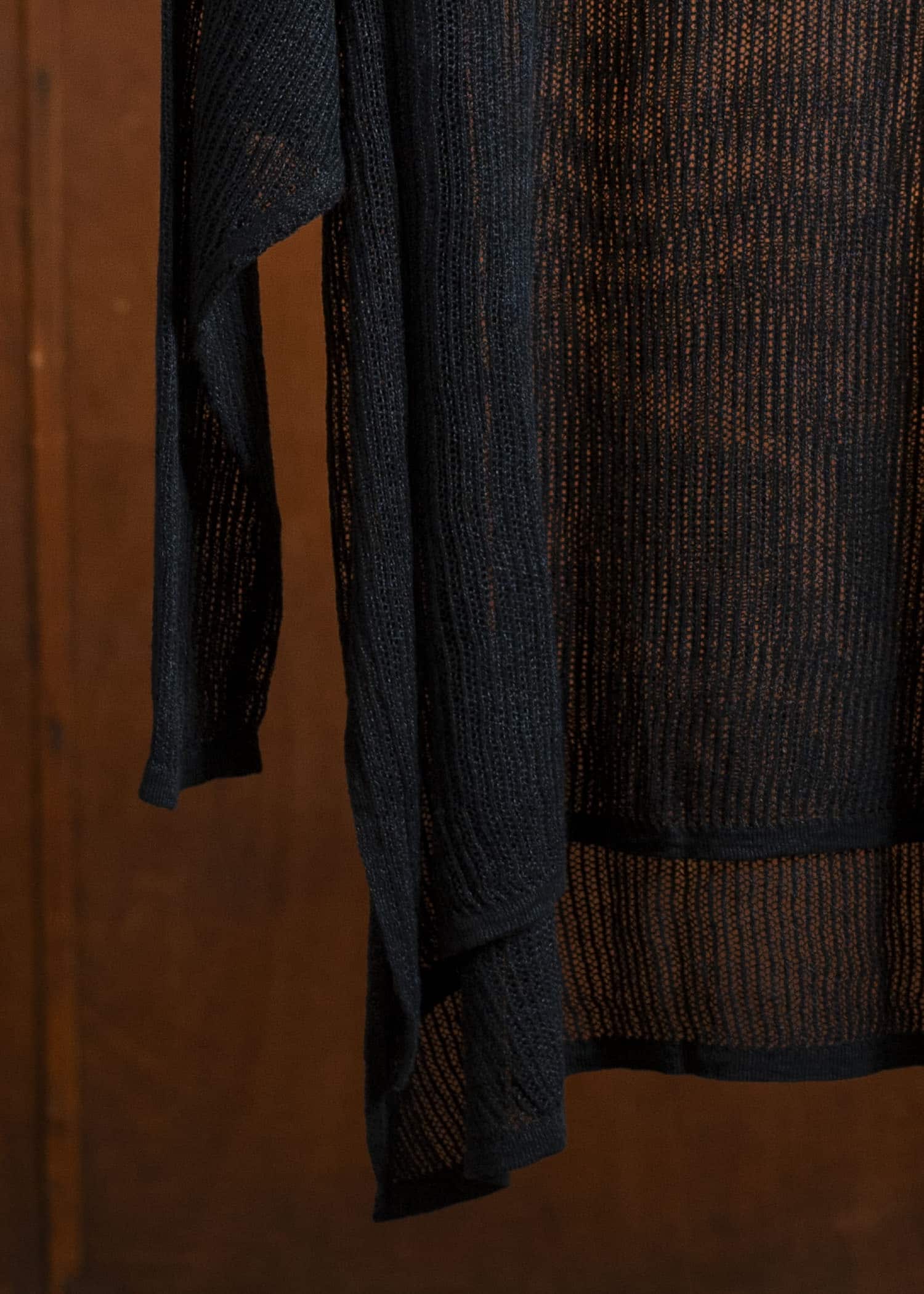 JAN-JAN VAN ESSCHE KNIT#69-BLACK Oversized Mesh Ajour Knit With Long Sleeves And Side Slits Black