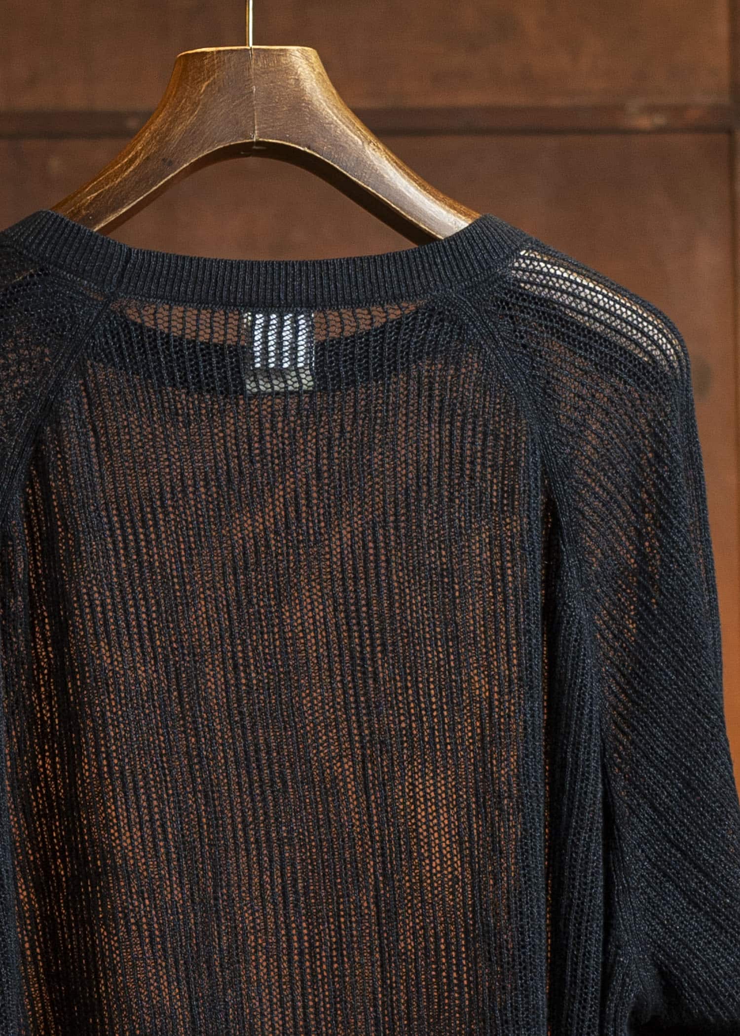 JAN-JAN VAN ESSCHE KNIT#69-BLACK Oversized Mesh Ajour Knit With Long Sleeves And Side Slits Black