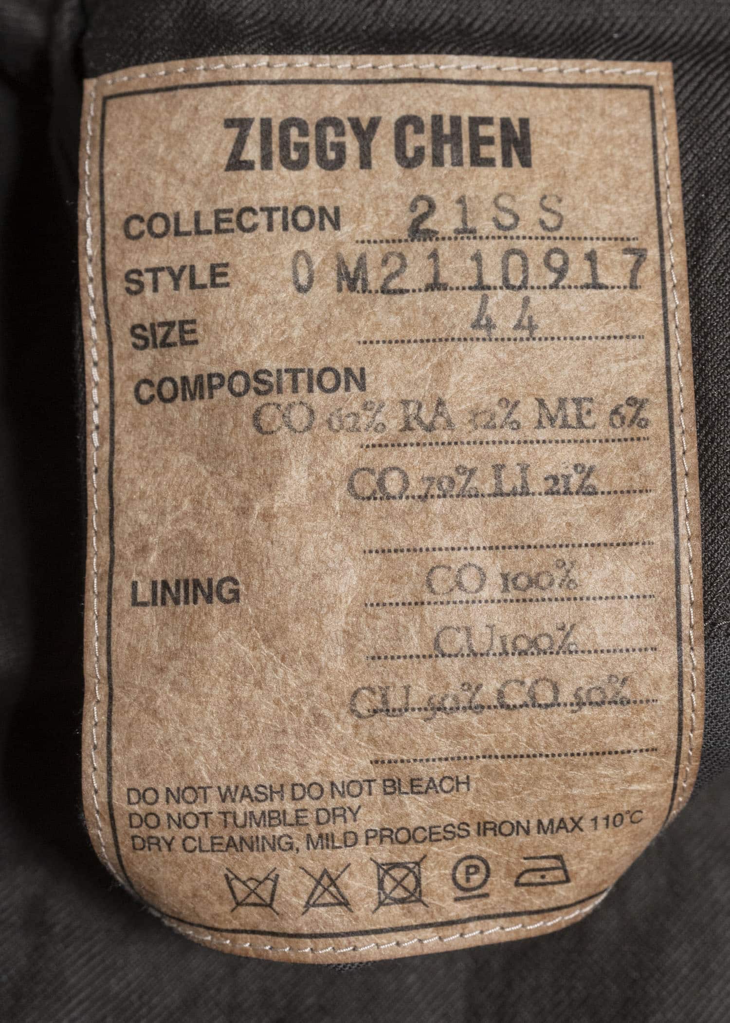 ZIGGY CHEN 21SS　INSIDE-OUT JACKET