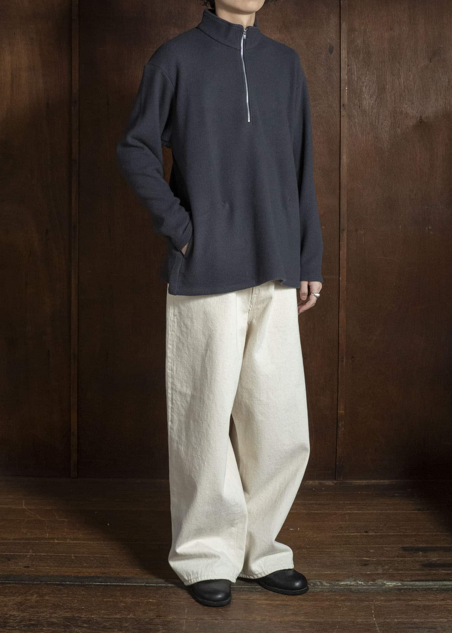 YOKO SAKAMOTO YS-26AW-87-CHARCOAL GRAY Harf Zip Pullover CHARCOAL GRAY
