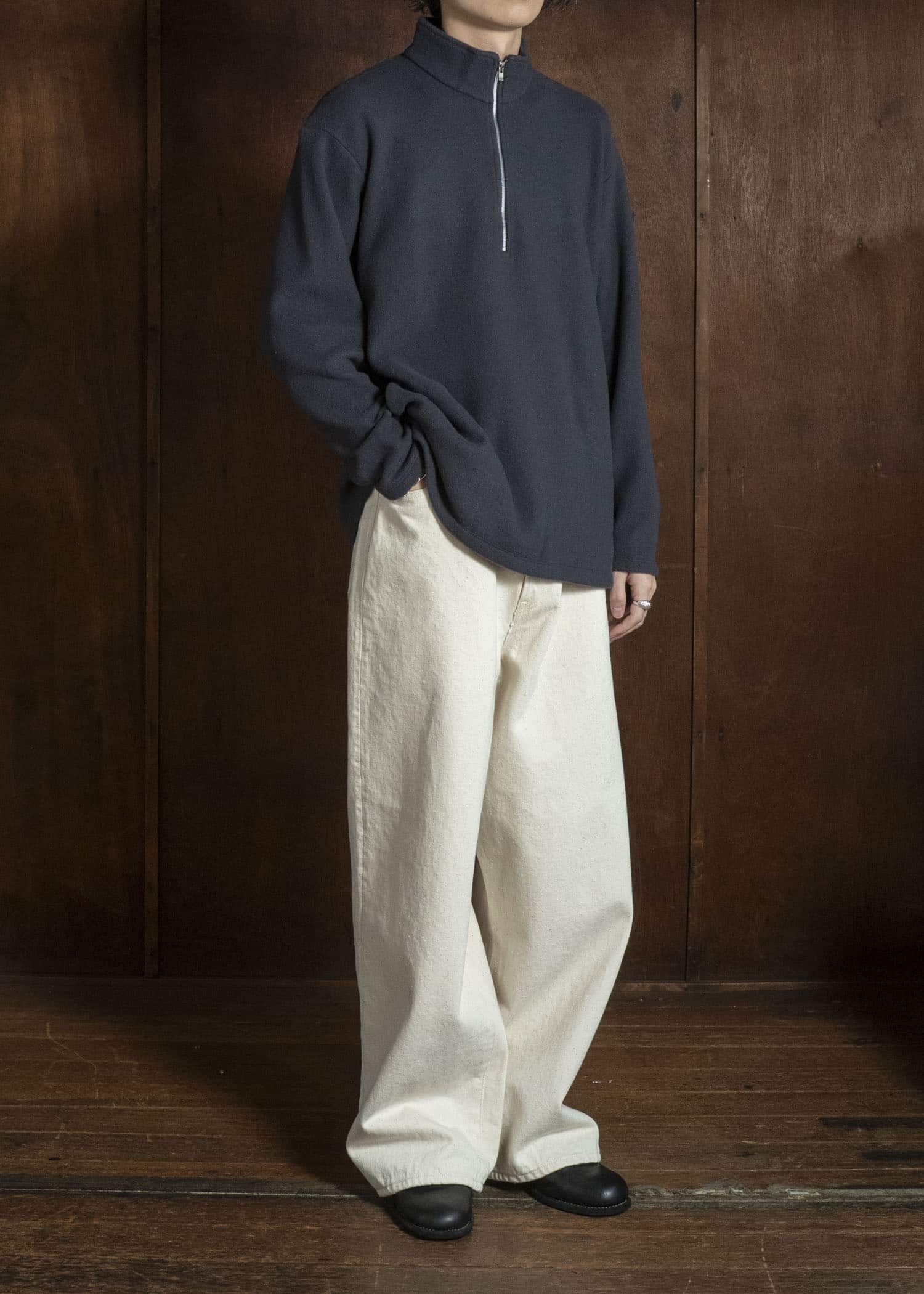 YOKO SAKAMOTO YS-26AW-87-CHARCOAL GRAY Harf Zip Pullover CHARCOAL GRAY