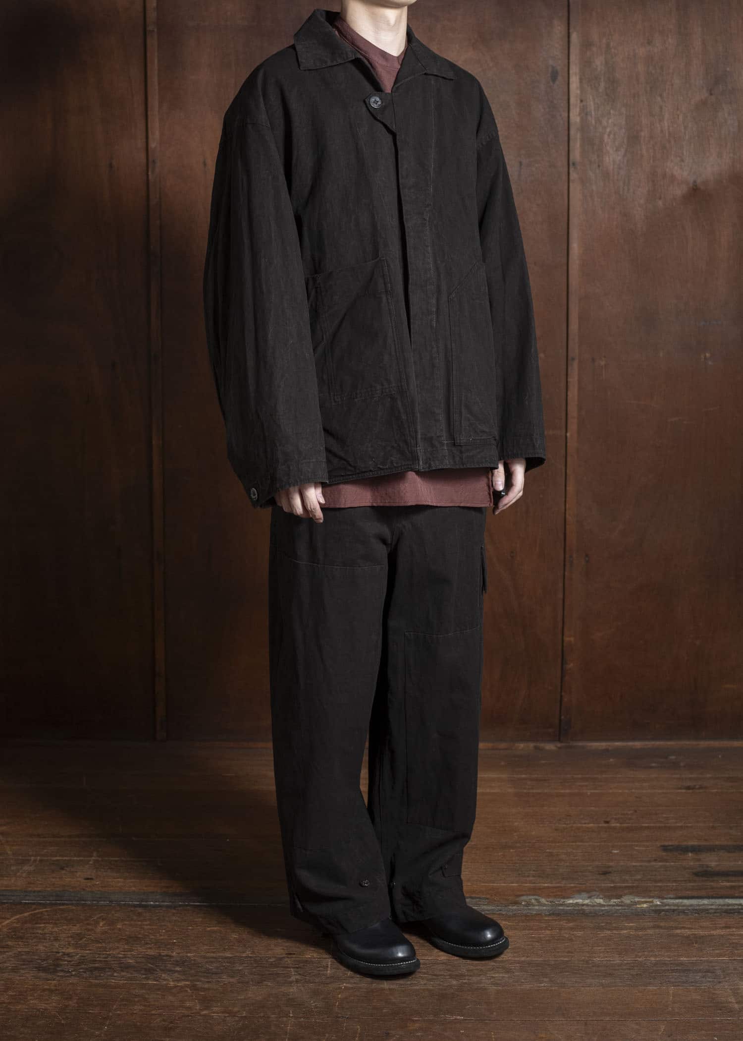 amachi. Double Knee Cargo Pants - Heavy Weight AY008B-3032 ND - Dark Mud Brown