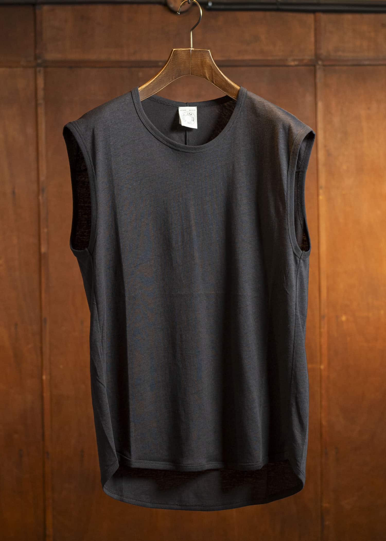 JAN-JAN VAN ESSCHE TANKTOP#18-ORGANIC COTTON LINEN EGGPLANT Loose Fit Tank Top With Wide Shoulders Organic Cotton Linen Eggplant