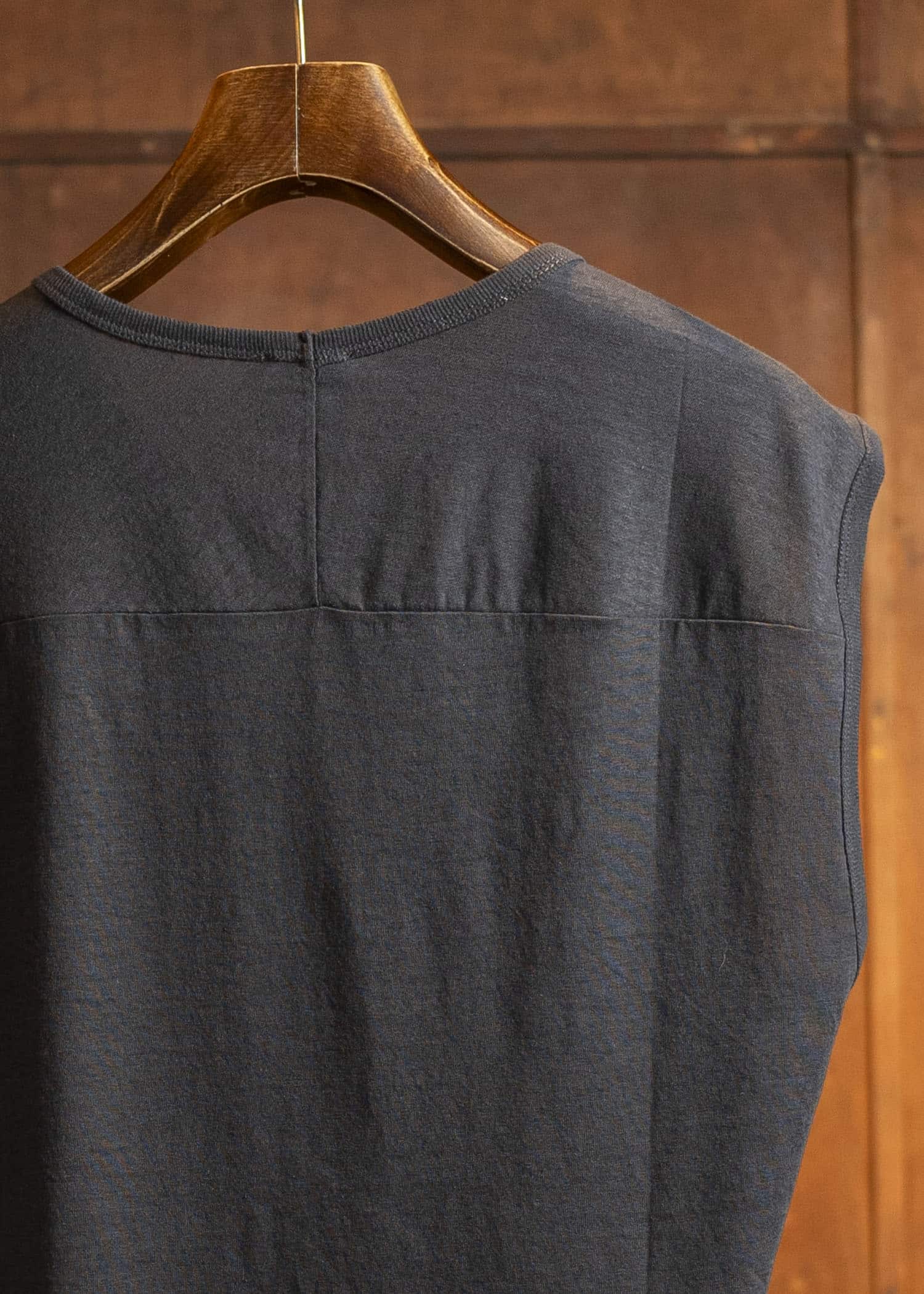 JAN-JAN VAN ESSCHE TANKTOP#18-ORGANIC COTTON LINEN EGGPLANT Loose Fit Tank Top With Wide Shoulders Organic Cotton Linen Eggplant