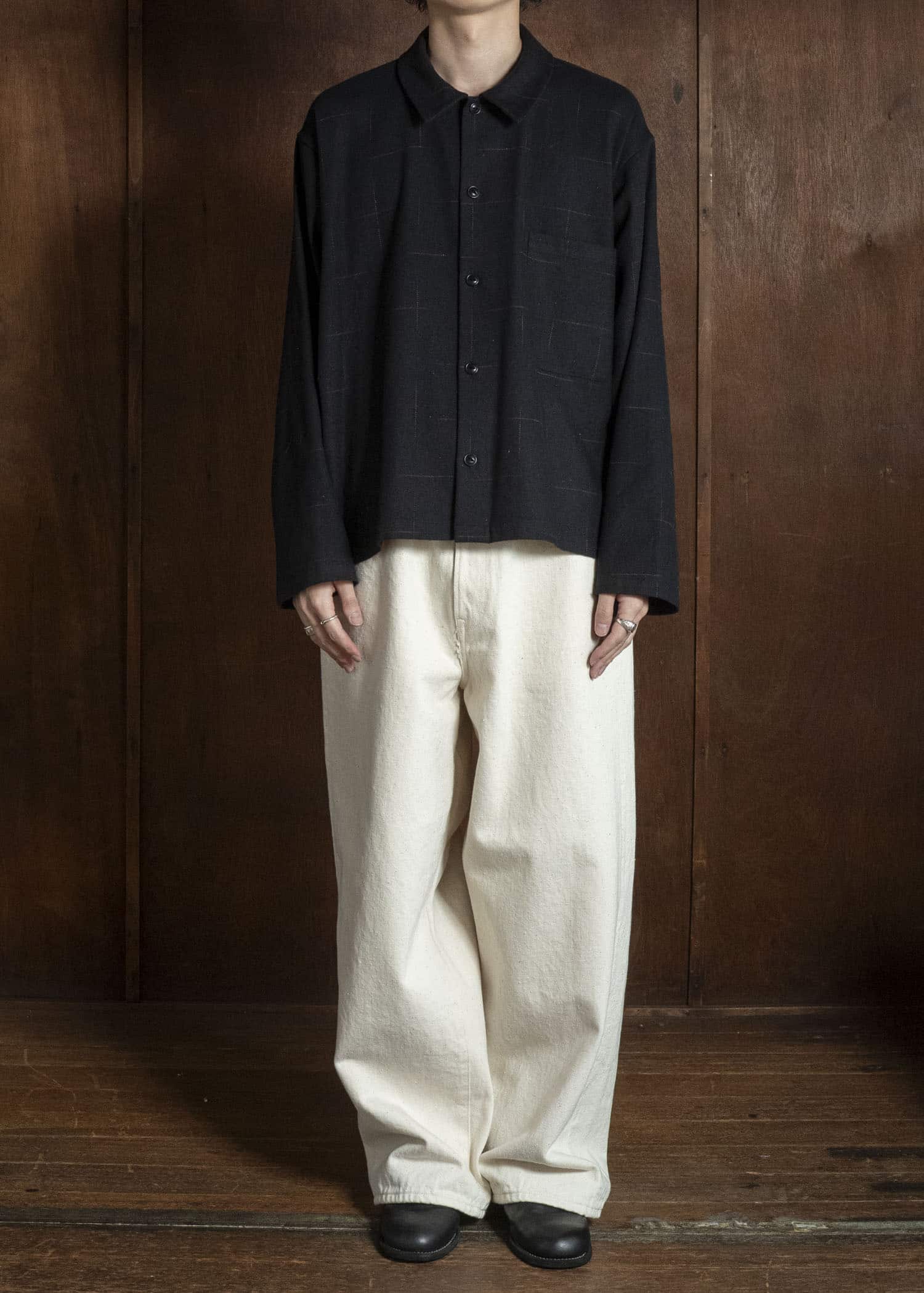 YOKO SAKAMOTO YS-26AW-61-BLACK WORK SHIRT SHORT BLACK