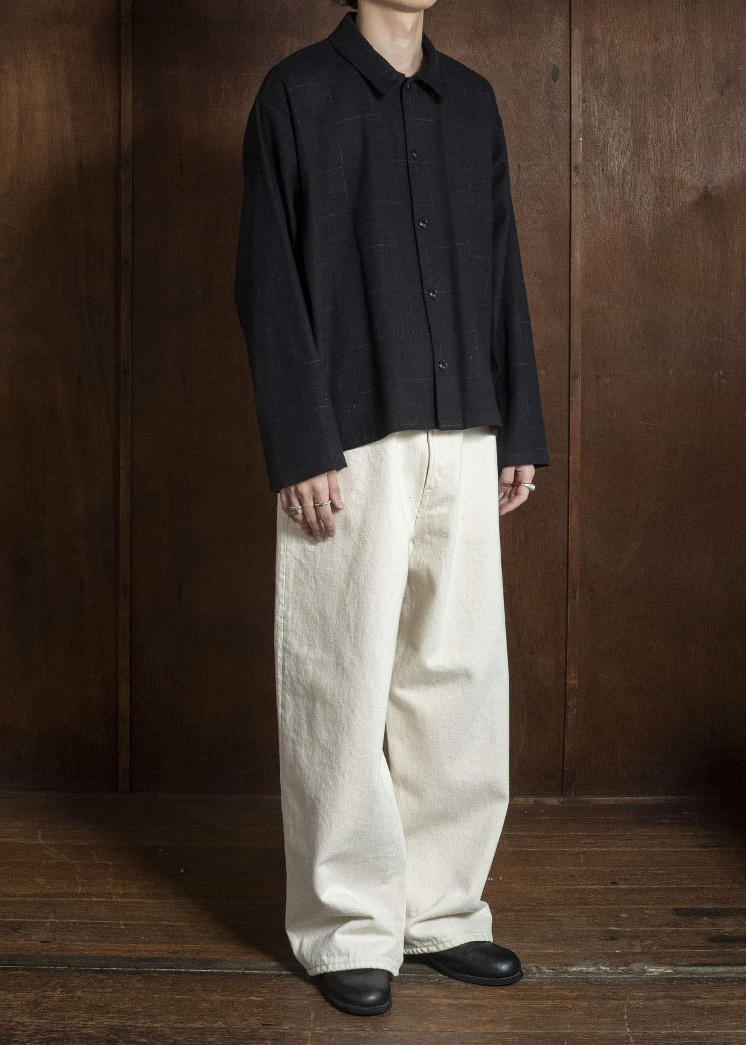 YOKO SAKAMOTO YS-26AW-61-BLACK WORK SHIRT SHORT BLACK