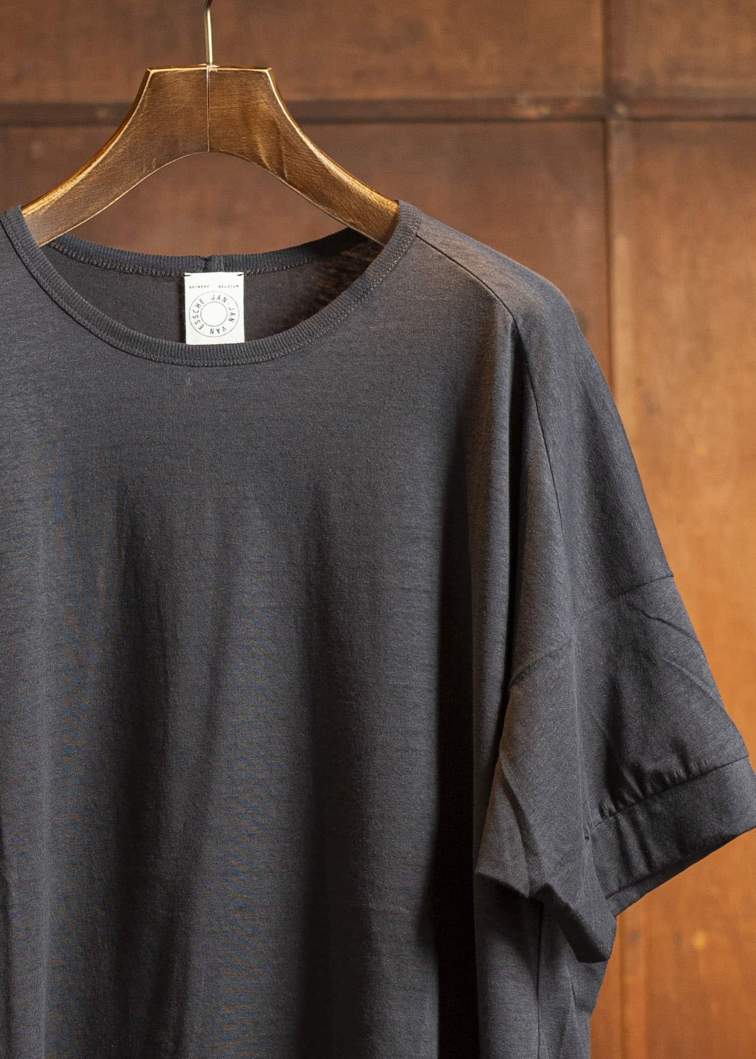 JAN-JAN VAN ESSCHE TEE#86-ORGANIC COTTON LINEN EGGPLANT Short Sleeve Crew Neck Tee Organic Cotton Linen Eggplant