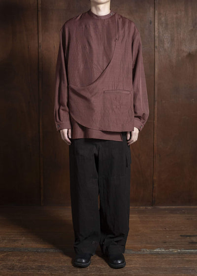 amachi. Nomadism Wrapped Shirt AY17S－1076 Deep Red