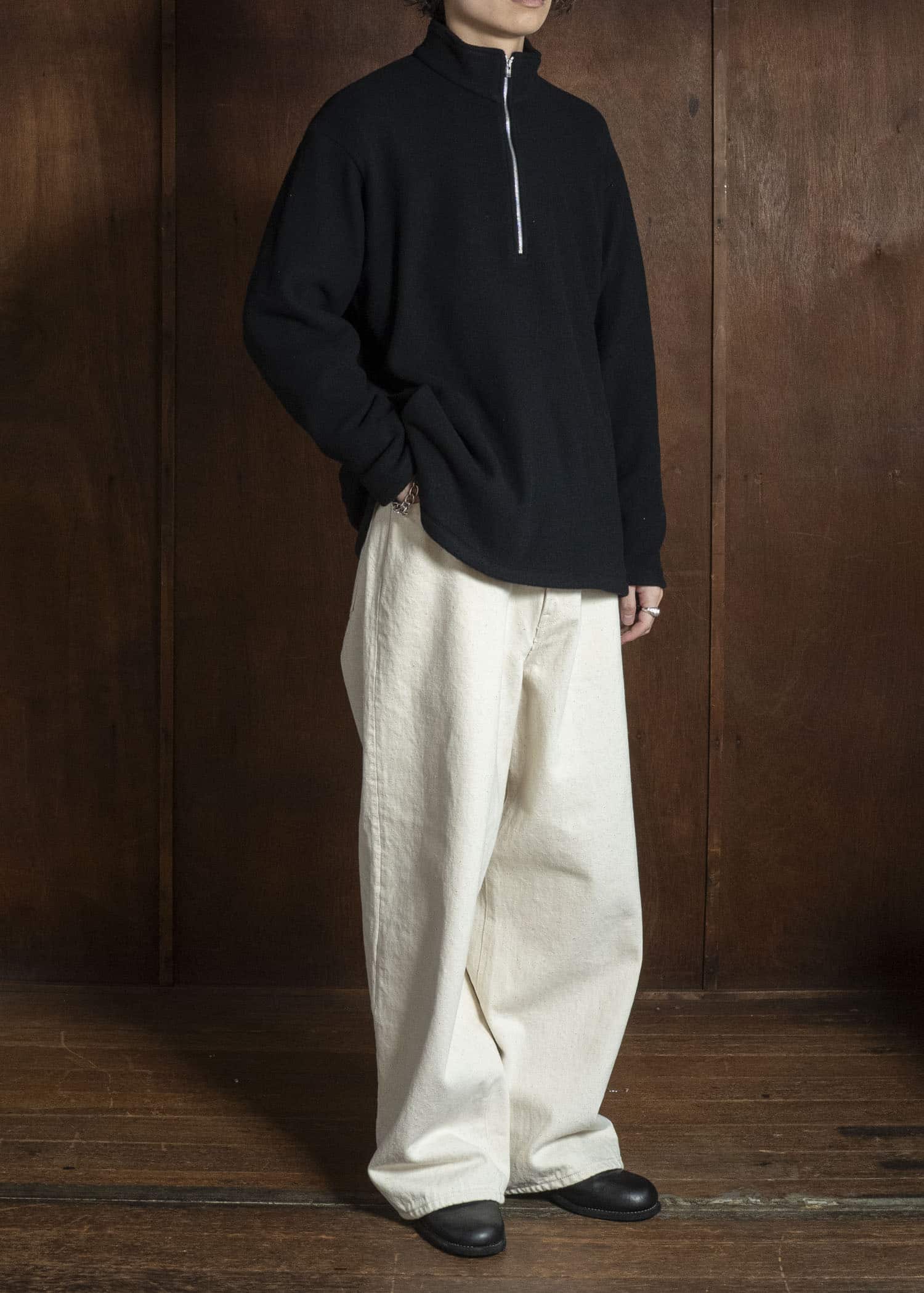 YOKO SAKAMOTO YS-26AW-87-BLACK Harf Zip Pullover BLACK
