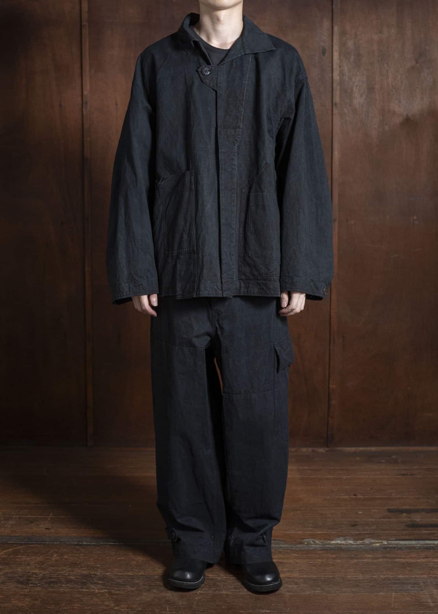 amachi. Double Knee Cargo Pants - Heavy Weight AY008B-3032 ND - Black Navy