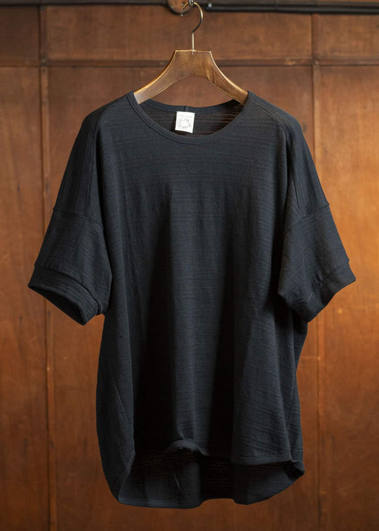 JAN-JAN VAN ESSCHE TEE#86-RIPPLE JERSEY BLACK Short Sleeve Crew Neck Tee Ripple Jersey Black
