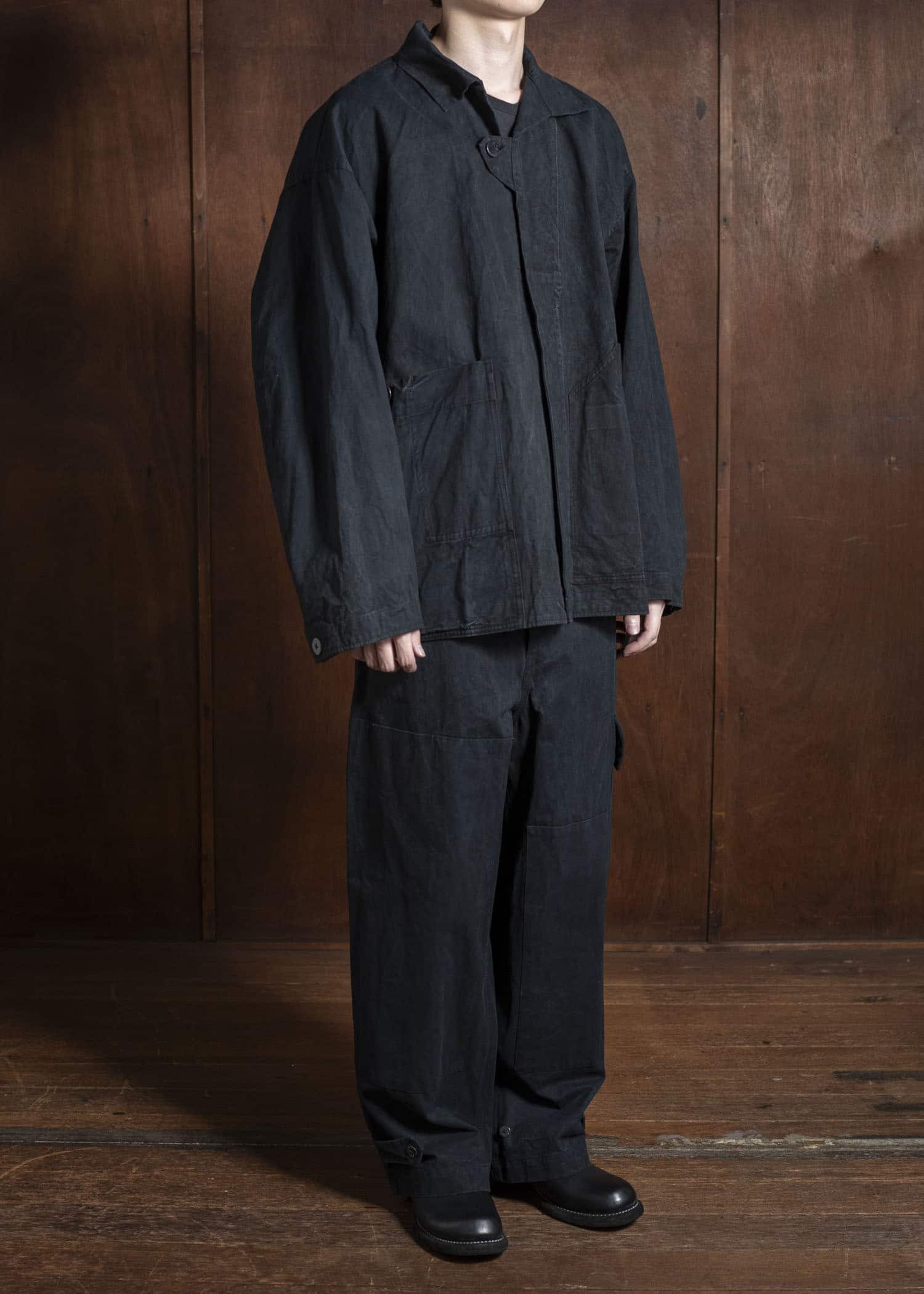 amachi. Double Knee Cargo Pants - Heavy Weight AY008B-3032 ND - Black Navy