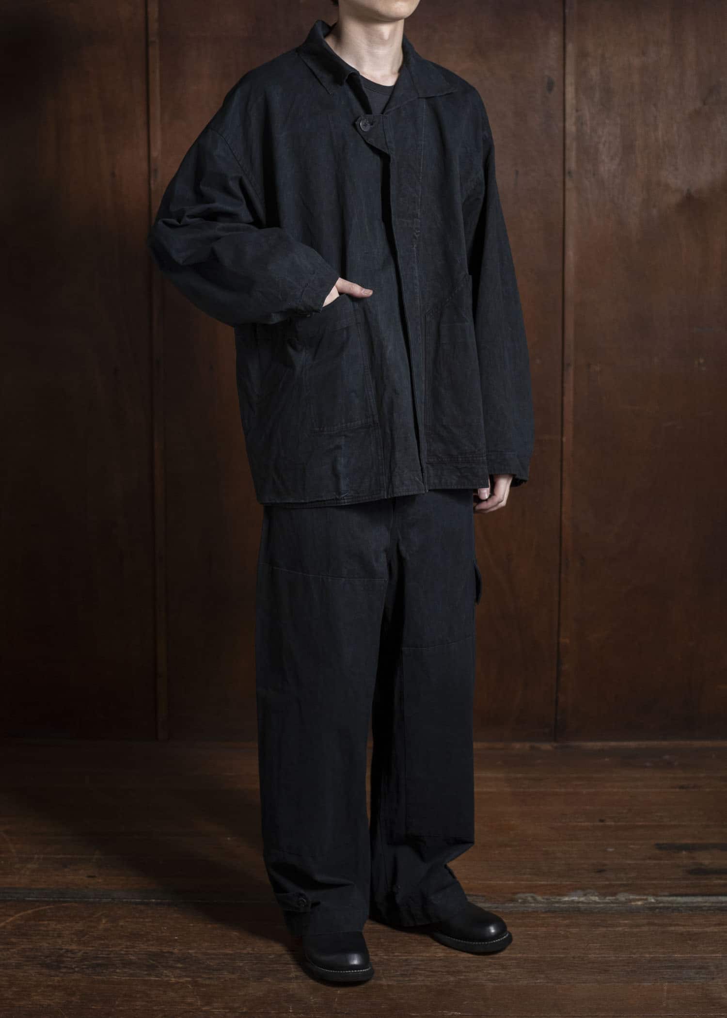 amachi. Double Knee Cargo Pants - Heavy Weight AY008B-3032 ND - Black Navy