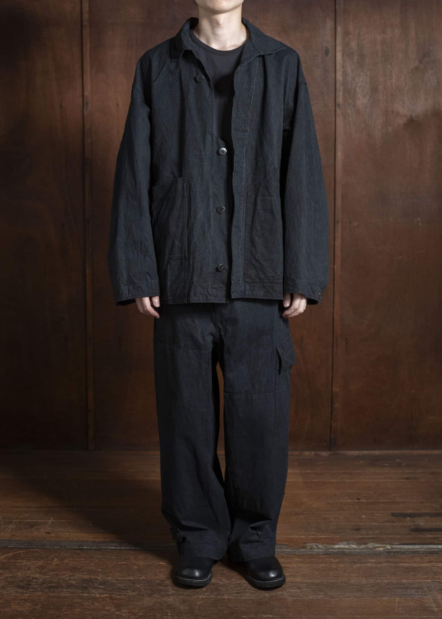 amachi. Double Knee Cargo Pants - Heavy Weight AY008B-3032 ND - Black Navy