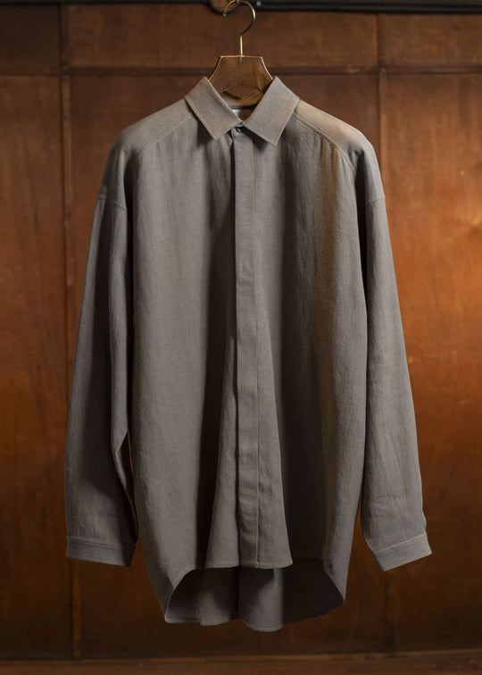 JAN-JAN VAN ESSCHE SHIRT#106-WRINKLED CLOTH EARTH Regular Long Sleeve Shirt Wrinkled Cloth Earth