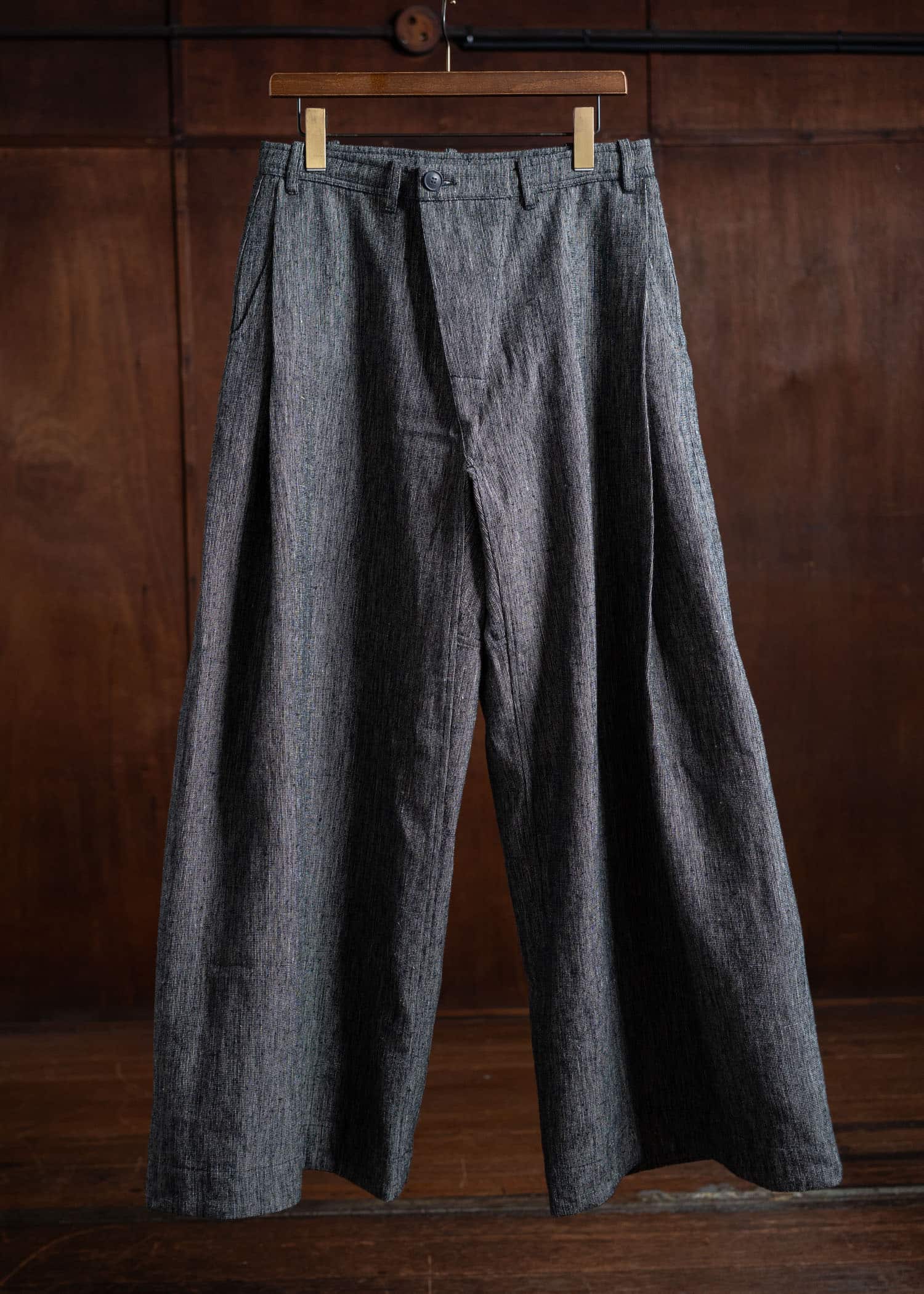 JAN-JAN VAN ESSCHE TROUSERS#83 Oversized Dress Pants Silk Linen Cloth Black&White