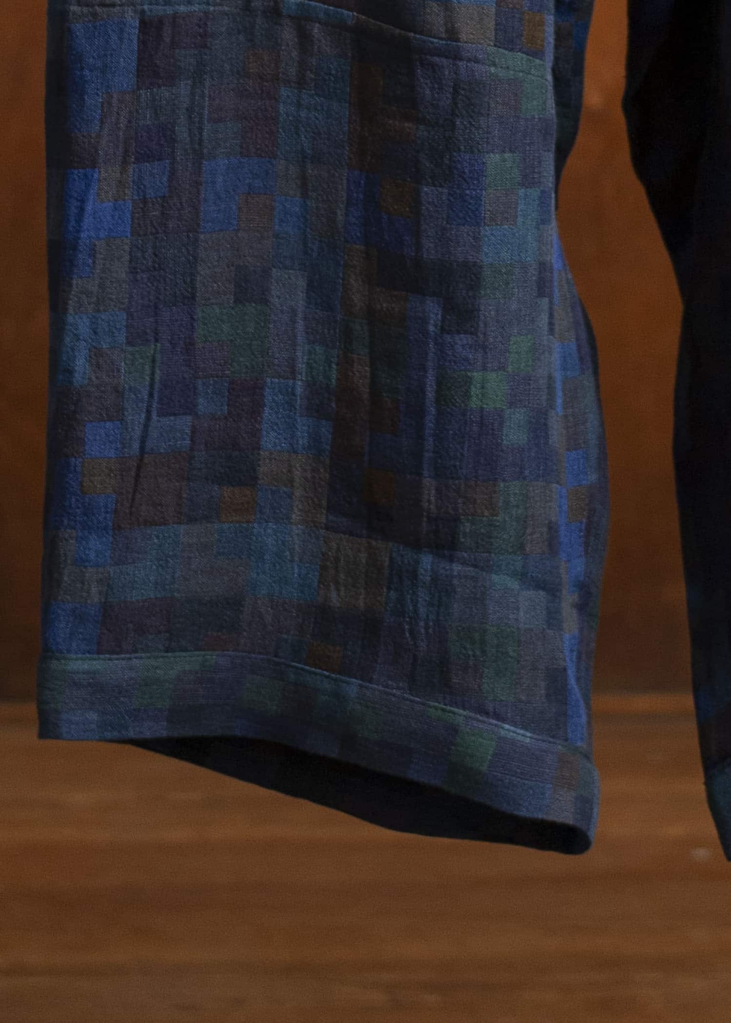 JAN-JAN VAN ESSCHE TROUSERS#86-LINEN DOUBLE CLOTH PUZZLE Loose Fit Trousers With Elastic Waistband Linen Double Cloth Puzzle