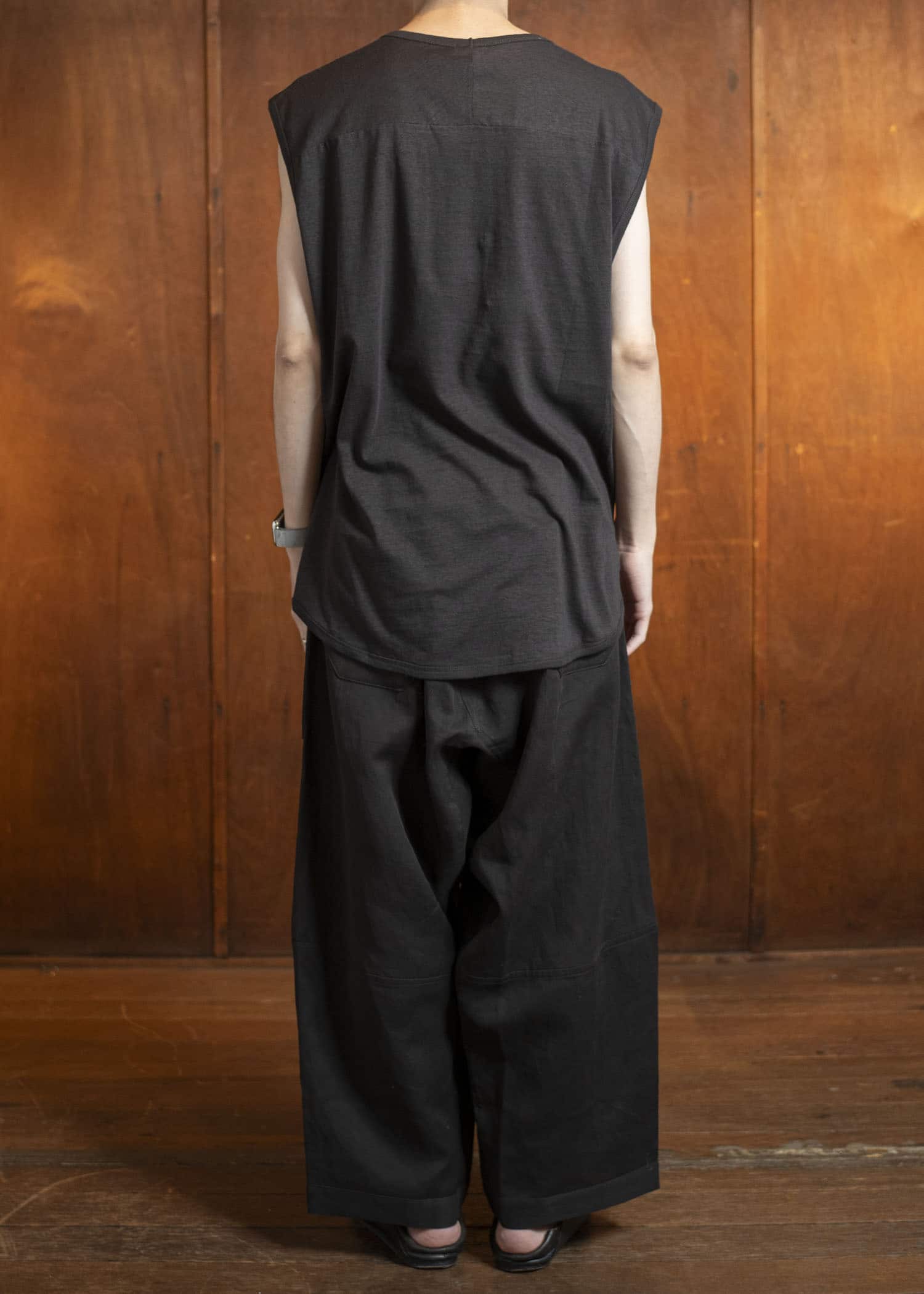 JAN-JAN VAN ESSCHE TANKTOP#18-ORGANIC COTTON LINEN EGGPLANT Loose Fit Tank Top With Wide Shoulders Organic Cotton Linen Eggplant