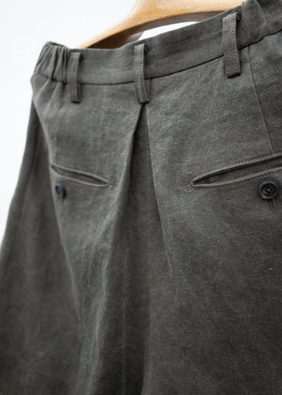 ZIGGY CHEN BI-FABRIC PLEATED WIDE SHORTS・