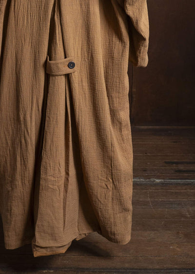 Gathering Textiles Farmer Coat (Shell Buttons) Double Gauze Cotton , Organic Cotton Lining FAC02-DG-BR