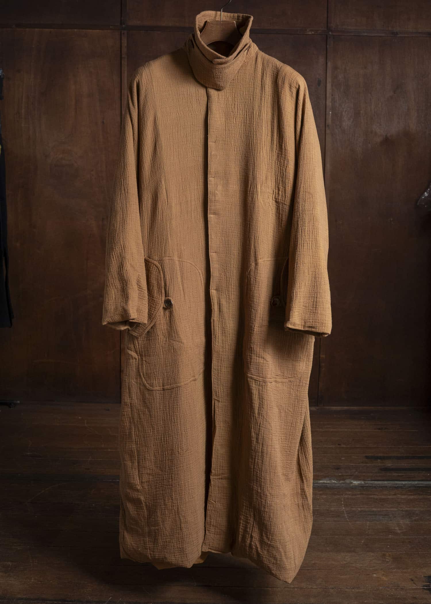 Gathering Textiles Farmer Coat (Shell Buttons) Double Gauze Cotton , Organic Cotton Lining FAC02-DG-BR