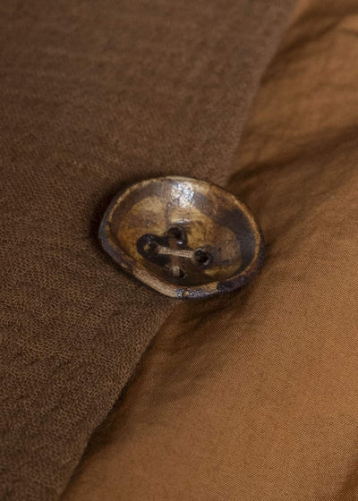 Gathering Textiles Farmer Coat (Shell Buttons) Double Gauze Cotton , Organic Cotton Lining FAC02-DG-BR
