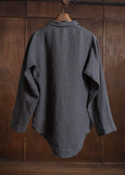 Gathering Textiles Farmer Shirt(Curved) Japanese Stone Washed Linen , Unlined FAS02-LI-BK